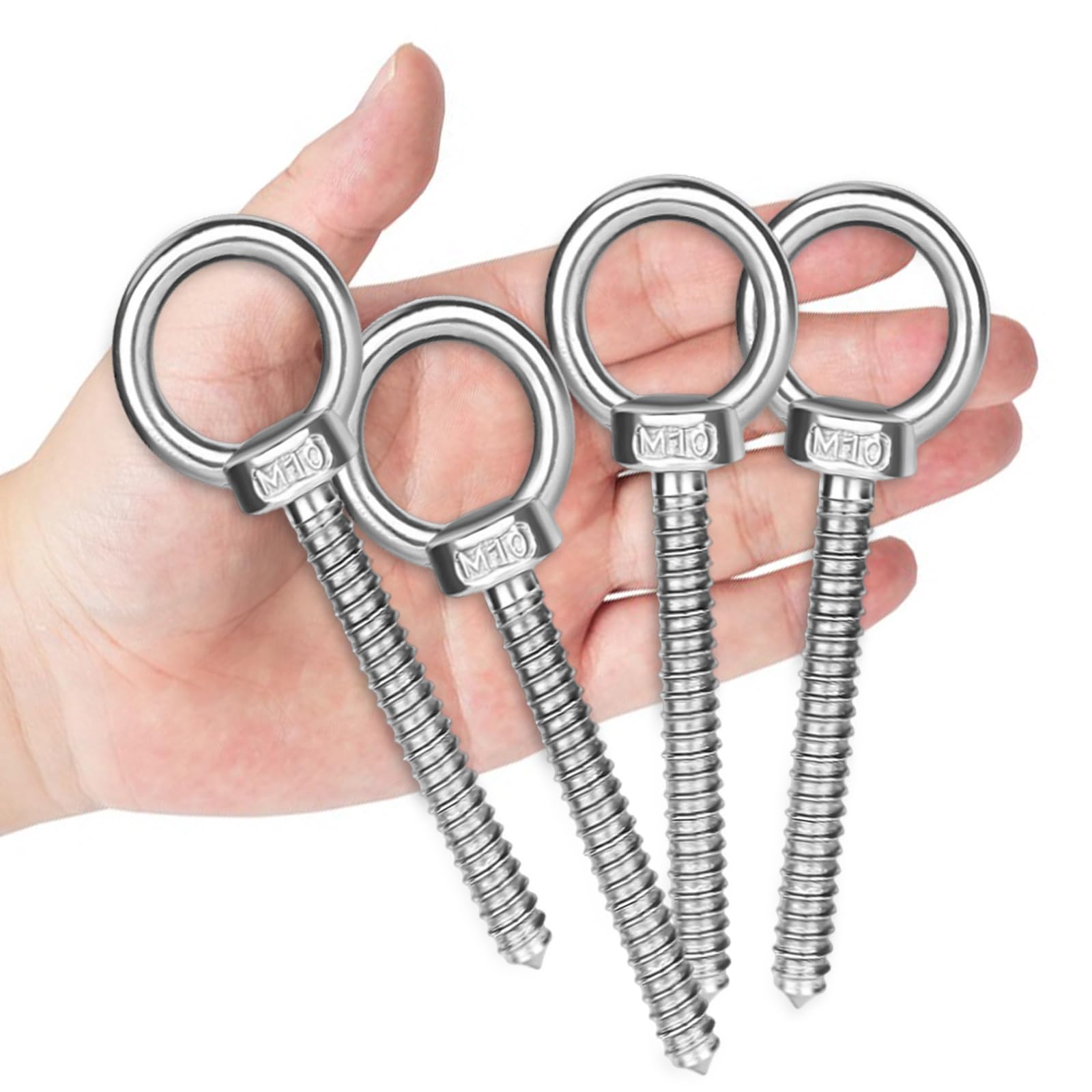 Tornillos grandes con ojal M10, 12 cm, acero inoxidable, tornillos de ojal para atornillar, perno de ojo para fijar soporte de hamaca, mecedora