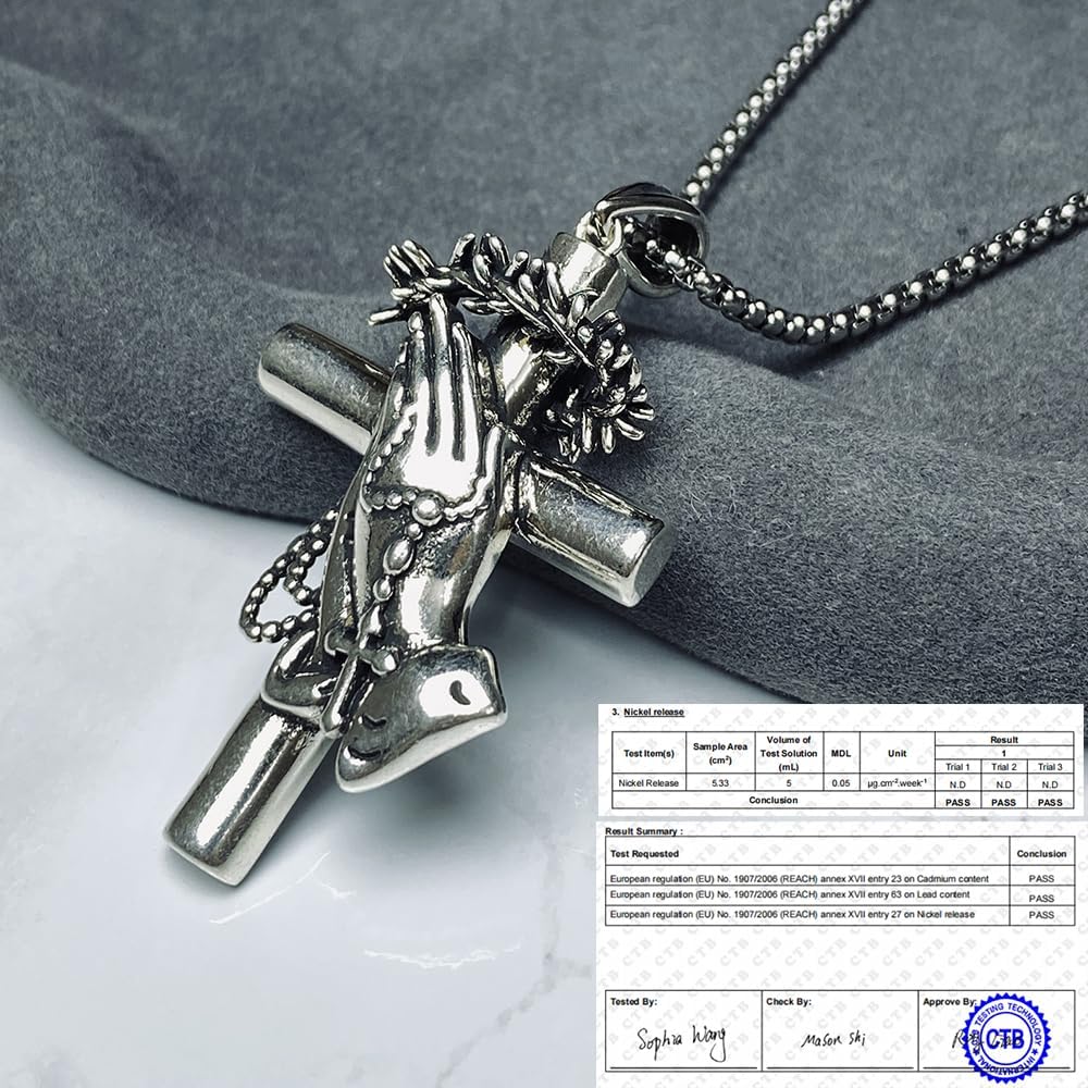 Cross Pendant Necklace for Men Peace Jesus crucifix Chain zircon brass Gothic Retro Vintage style Jewelry With gift box