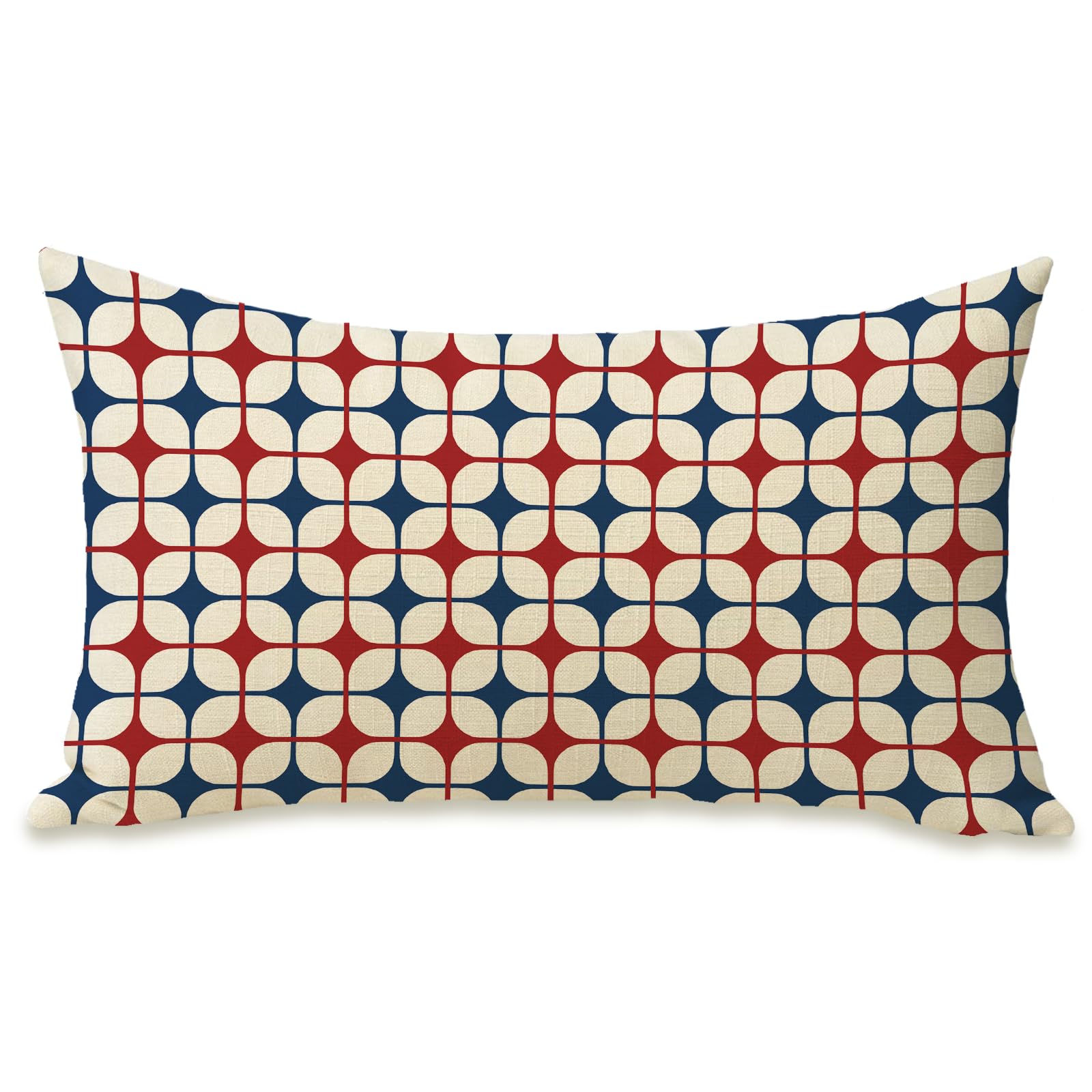 Fahrendom Geometric Lumbar Decorative Rectangle Pillow Cover 12 x 20 Vintage Mid Century Modern Porch Patio Outdoor Pillowcase