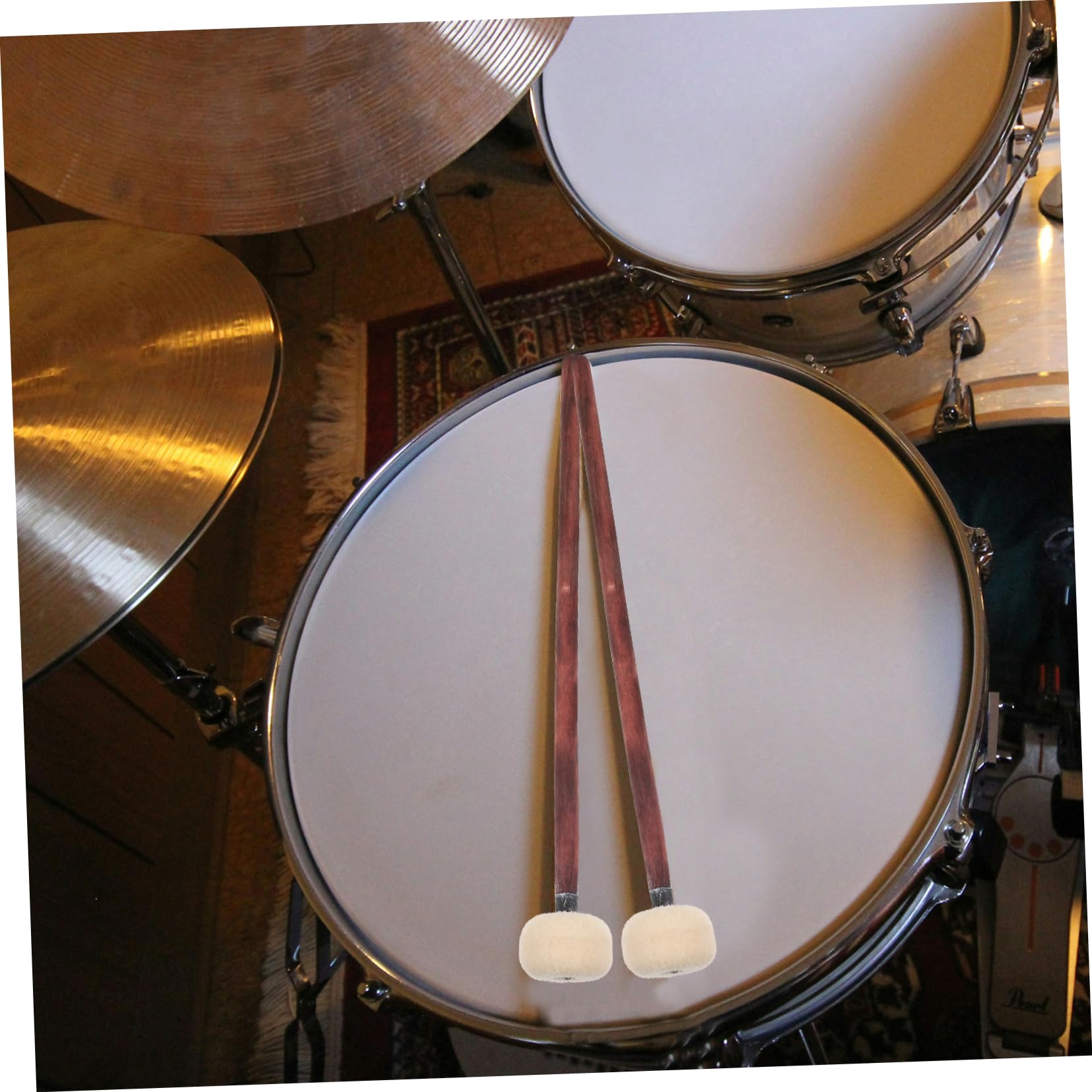 ibasenice 10pezzi Bacchette Per Batteria Con Manico Legno e Testa Feltro Strumento Di Percussione Professionale Per Pratica e Performance Musicale