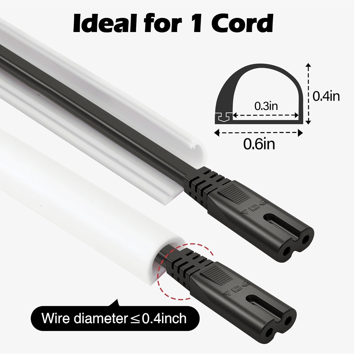 Tromlycs Flexible Silicone Cable Cord Cover Hider 39 Inch Hides Wires Along Wall for TV Mounts & Extension Cords, White