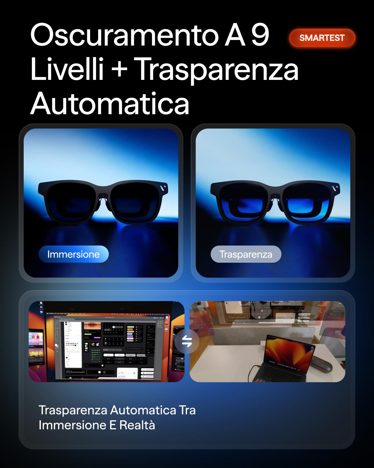 VITURE Beast Occhiali XR, 174” 1200p 58° FOV, VisionPair™ 3DoF Integrato, Oscuramento Dinamico, HARMAN Audio, Occhiali AR per iPhone/Android/Mac/PC/Switch 2 – I Più Grandi, Luminosi e Intelligenti