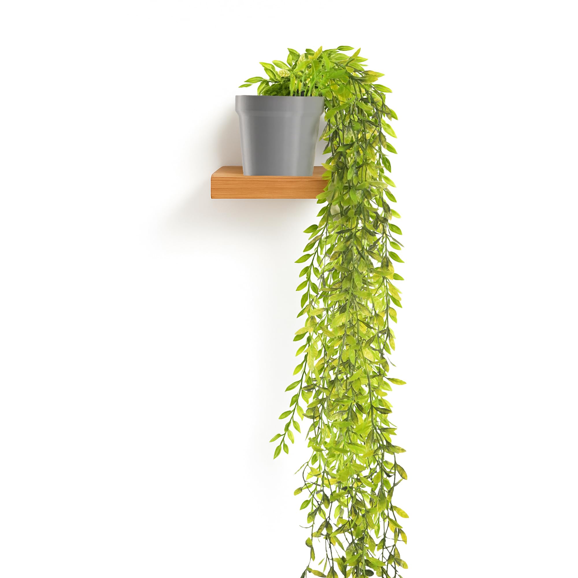 Kuber Industries Plastic Artificial Vine Plant with Pot | Decorative Flower Pots for Living Room | Fake Hanging Leaves | Falling Plants for Home and Office Decor | 80 Pot - Grey-image-49