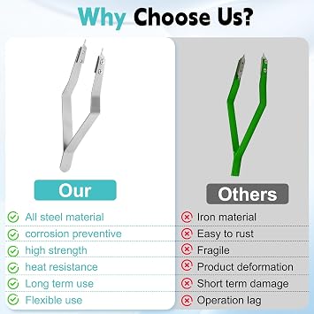 7825 Spring Bar Tweezer, Spring Bar Plier Tool is Used for disassembling and Assembling Watch Spring Bars (raw Ears), Suitable for Strap Replacement and Repair(Silver)