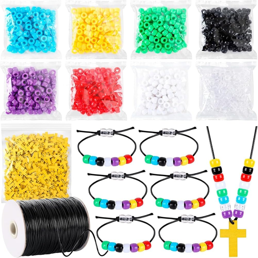 Kit perles bracelet chrétien loisir créatif perles colorées et fil coton