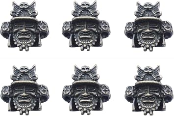 Paracord Bronze Beads Knife Bead and Charms Skull Knife Lanyard Bead, 550 Handmade Paracord Bead,EDC Charm Beard Bead,Pack 6pcs