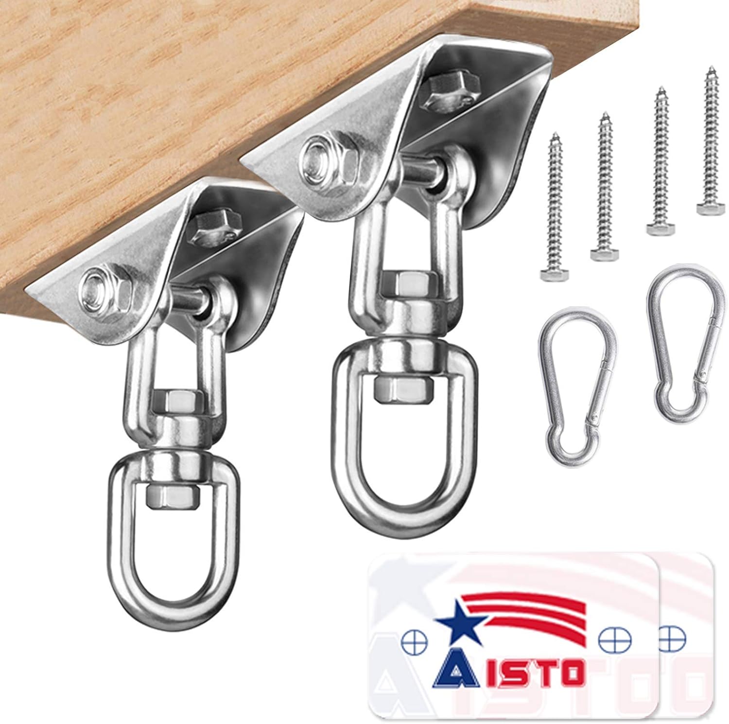 Aisto Swing Hanger Swivel Hook for Swing Sets Porch Wood Concrete Ceiling Silent 304 Stainless Steel 1000 Lb Capacity Heavy Duty for Yoga Playground: Toys & Games