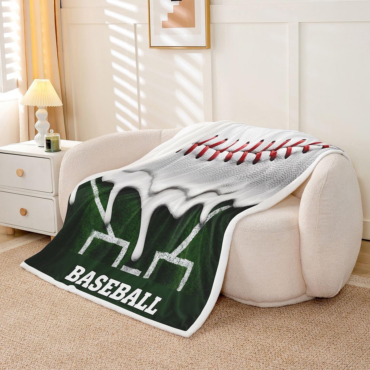 jejeloiu Kids Boys Girls Baseball Drip Throw Blanket Twin 60"x80"