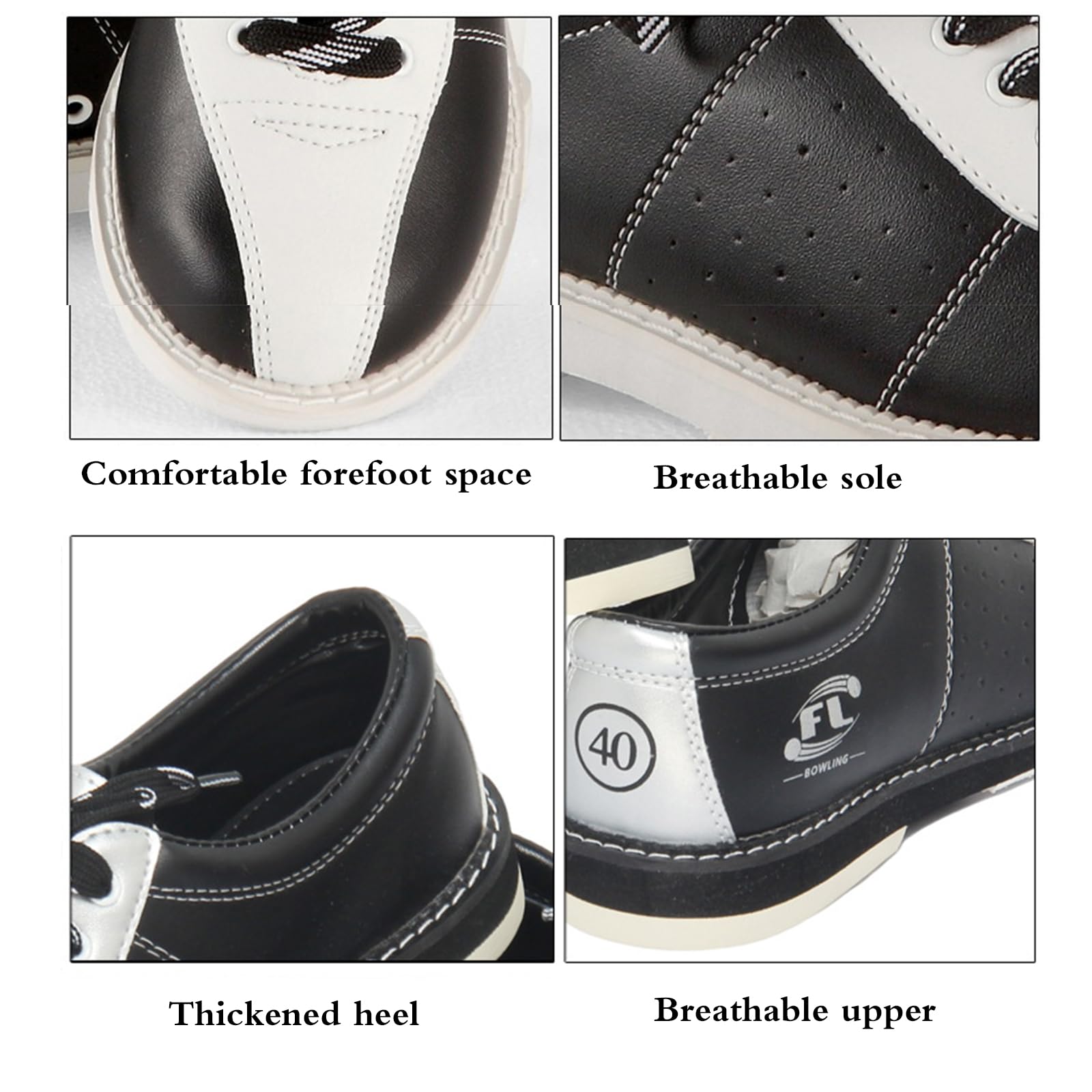 Chaussures De Bowling,Cuir Chaussures De Bowling,Chaussures D'EntraîNement De Bowling,Respirantes AntidéRapantes,Amortissement RéSistant à l'usure,pour Femmes Hommes Et Enfants