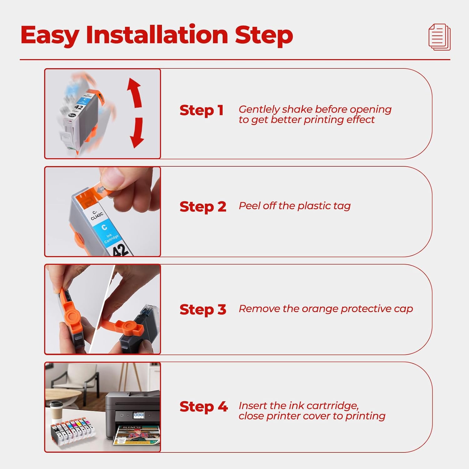 CLI-42 Pro 100 Ink Cartridges Compatible for Canon 42 CLI-42 CLI42 Ink Cartridges Value Pack Compatible for Canon pro-100 Ink Cartridge for PIXMA Pro 100 Pro-100 Pro100s Pro100 Printers (8 Pack)