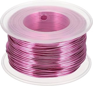 sourcing map Alambre de aluminio anodizado de calibre 18/1 mm para fabricación de joyas, alambre flexible flexible de 100 pies para decoración del hogar, esculturas de jardinería, color rosa oscuro