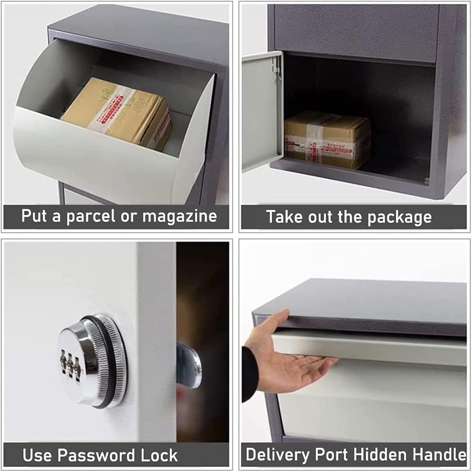 B,Stainless Steel Metal Combination Lock Mailbox/Parcel Locker, Ideal for Home and Store Use