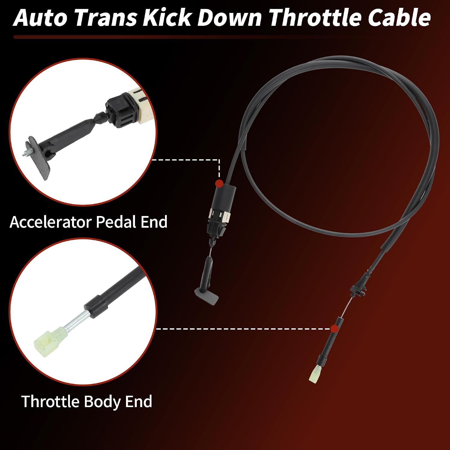 52104030AD Throttle Valve Cable for Dodge Durango Dakota for Ram 1500 2500 3500 2001-2003 Automatic Transmission Kick Down Cable 4 Speed 42RE Trans Accelerator Throttle Cable