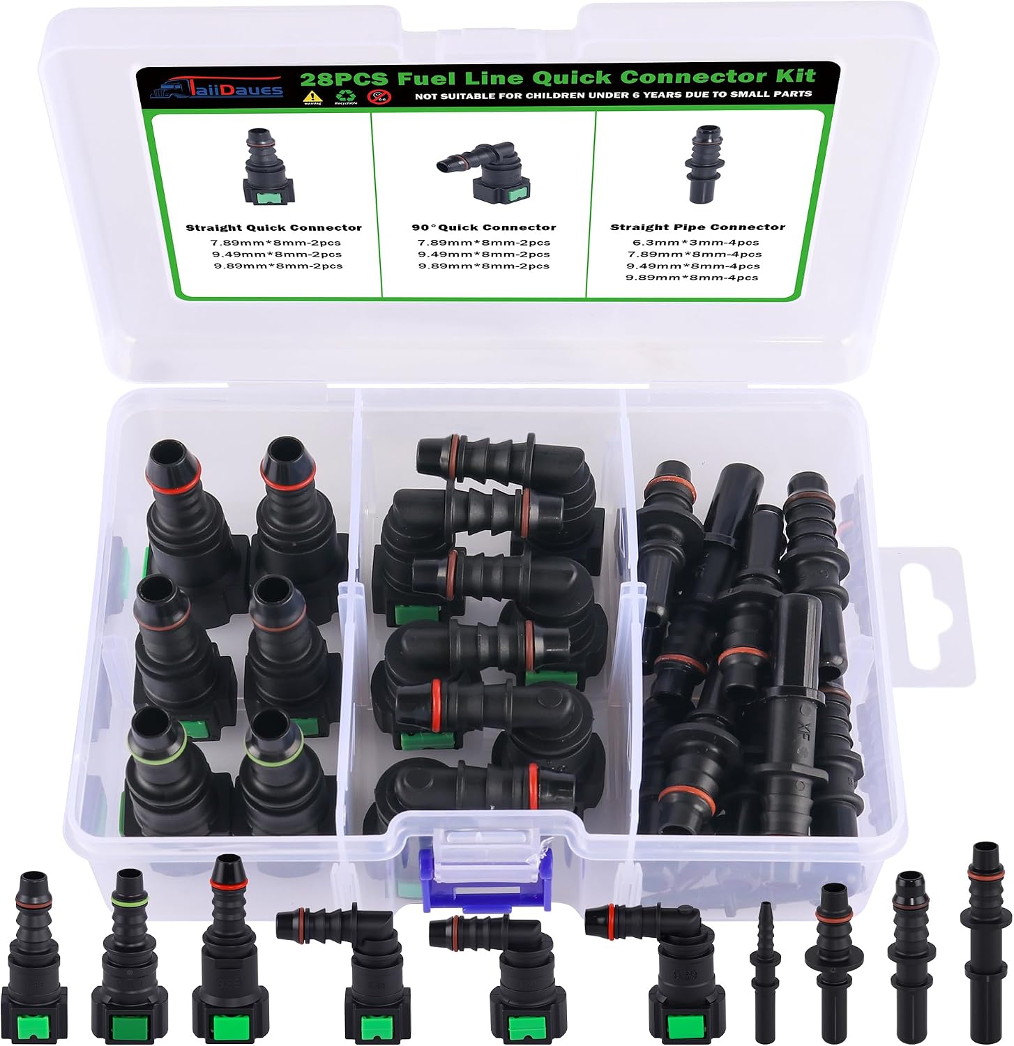 28Pcs Fuel Line Quick Connector Kit 10 Sizes Repair Fittings