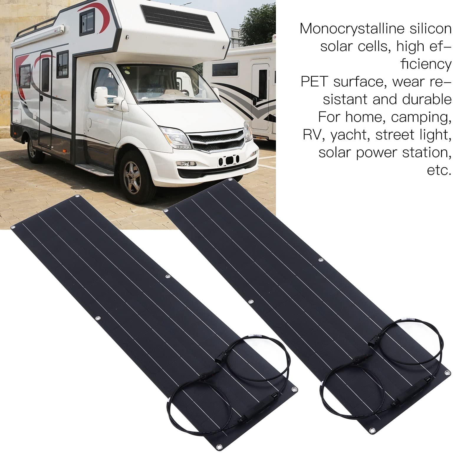Elastyczny Panel SłOneczny 100W Monokrystaliczne Ogniwa SłOneczne do Elektrowni RV Camping Off Grid (Czarny)