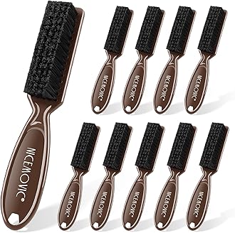 NICEMOVIC Barber Accessories: 10-Piece Mini Brush Set for Blade Trimmer Cleaning, Hair Styling, and Manicure (Brown)