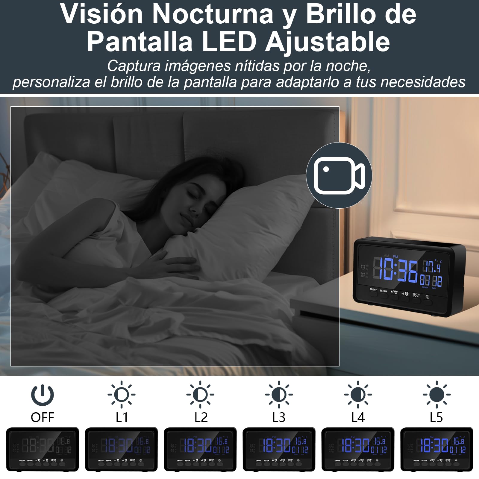 Cámara Espía WiFi 5G, Mini Camara Oculta Inalambricas Despertador, 1080P HD Reloj con Camaras Espias 120° Visión Nocturna Detección De Movimiento Vigilancia para Interior con Tuya App