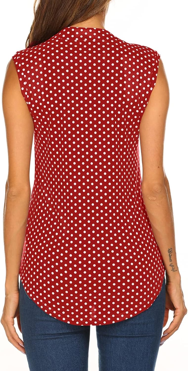 Halife Women's Sleeveless Floral Print V Neck Tunic Tank Tops Blouse Shirts - Image 2