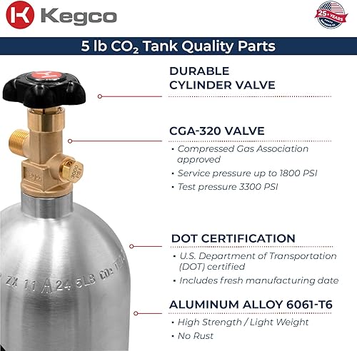 Miniatura 4 de Cilindro de aire de gas comprimido de tanque de CO2 de aluminio de 5 lb