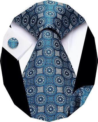 YourTies Mens Tie Set Silk Necktie Pocket Square Cufflinks Woven Jacquard Formal Classic Wedding Party