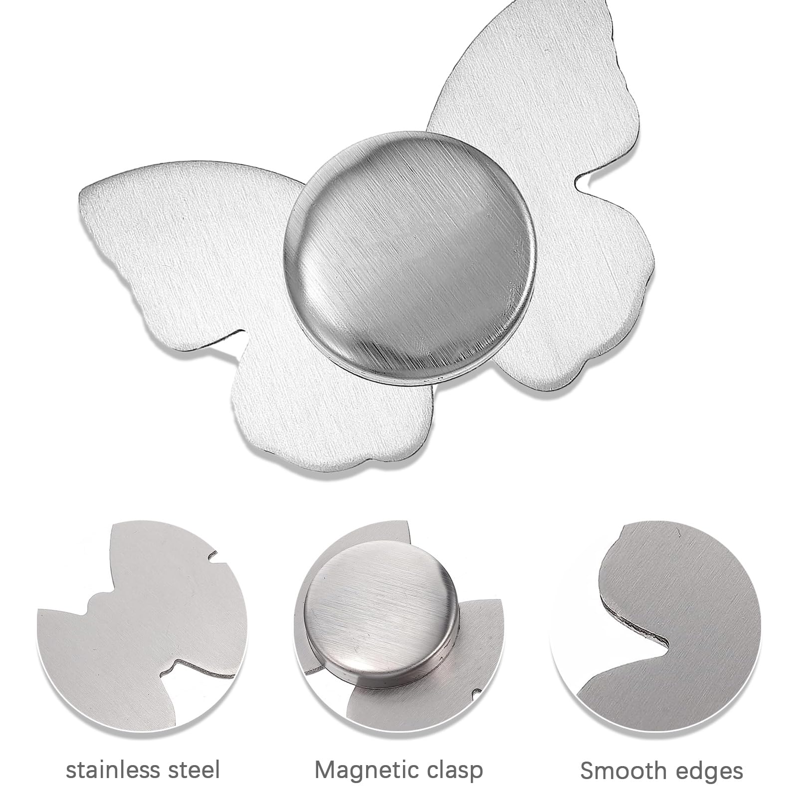 Fermatovaglia Magnetici Per Esterni - 6 Pezzi A Forma Di Farfalla, Acciaio Inox - Per Tovaglie Da Giardino E Feste - Foto 2