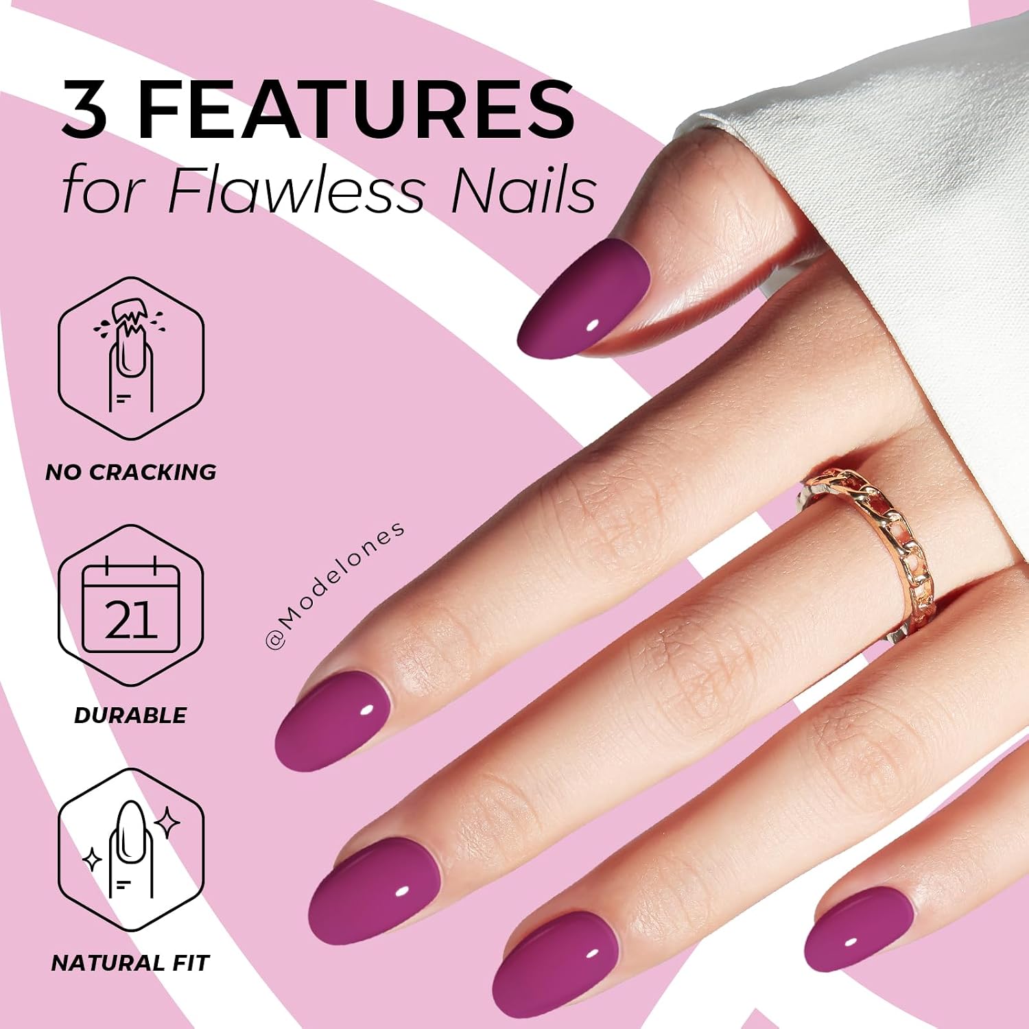 modelones Plum Short Press on Nails, Oval Fake Nails Kit Press Ons with Nail Glue, Adhesive Tabs, Nail File, Prep Pad, Manicure Stick, 32Pcs 16 Sizes, Spring Women Girl Gift
