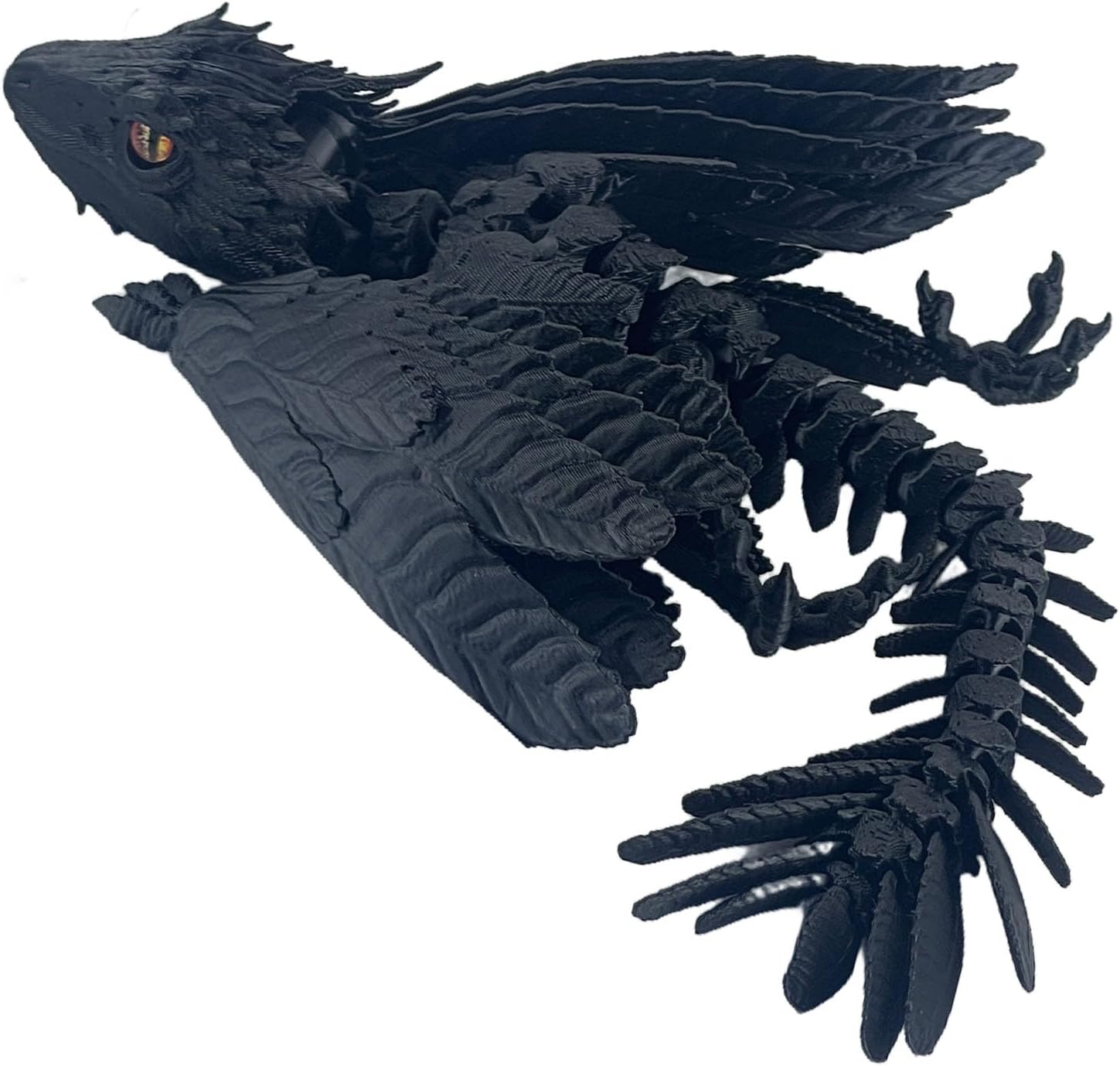 Feathered Wyvern Dragon - 3D Printed Articulated Dragon With Wings, Fidget Toy, Desktop Pet - Indulge in The Enchanting Realm of Dragons (Noctilucent Rainbow)