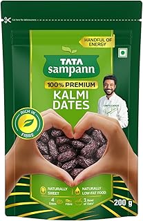 Tata Sampann Premium Kalmi Dates/Khajoor, 200g, Rich in Fibre, Naturally Sweet, Naturally Low-Fat Food Price In India