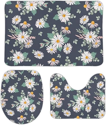 Flowers Farmhouse - Juego de tapetes de baño para 3 piezas, tapetes de baño, suaves y cómodos, absorben el agua, antideslizantes, más fáciles de