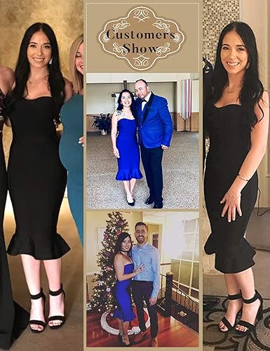 Miniatura 2 de meilun - Vestido de fiesta ajustado con largo hasta la rodilla y sin tirantes para mujer, estilo de bandas envolventes