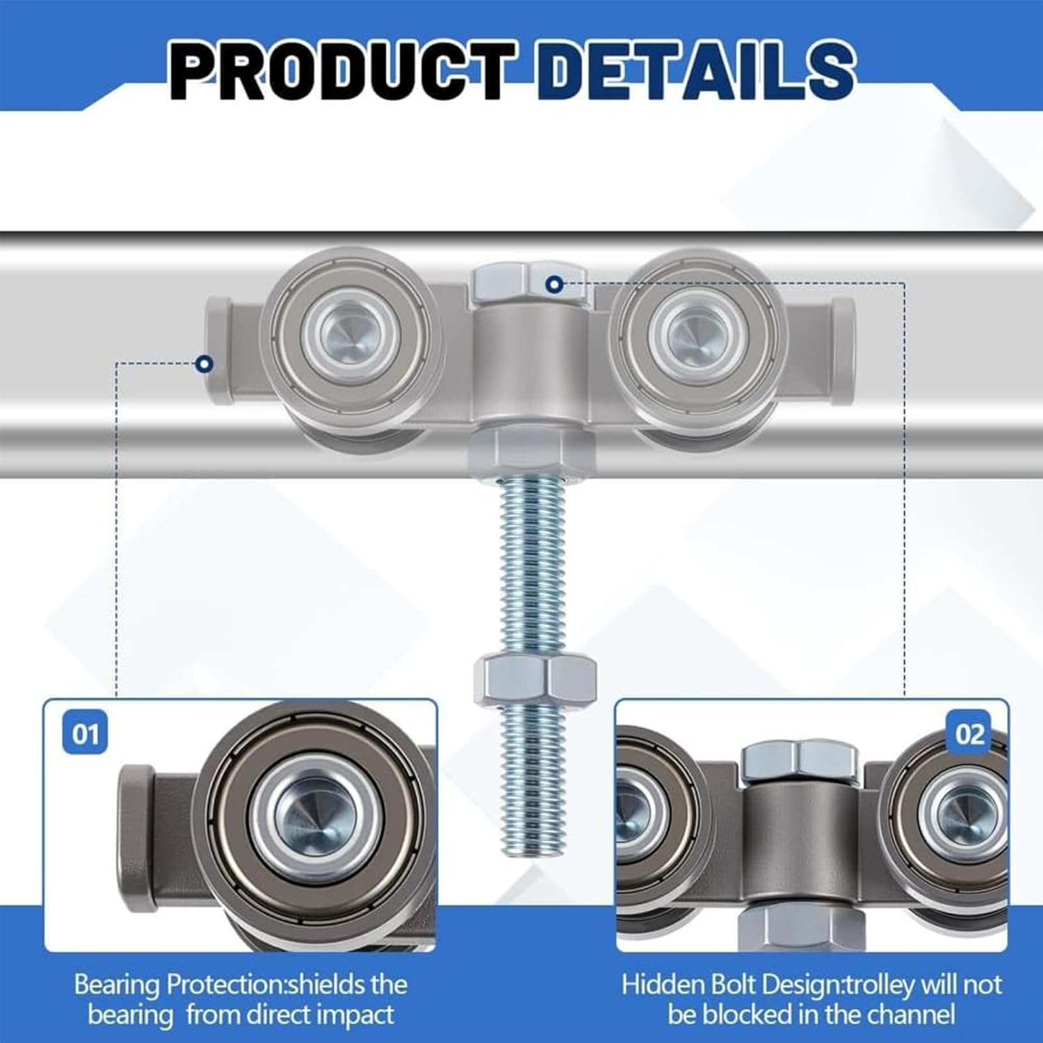 High Capacity Sliding Door Rollers | Silent 4 Wheel Barn Door Roller Sliding Barn Door Roller - For Home Bathroom Garage Gate Outdoor Indoor