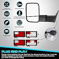 Vista 2 de Espejos de Remolque con Calefacción y Motor Ahumados Compatibles con Dodge Ram 1500 2009-2018, 2500 3500 2010-2018, Ram 1500 Classic 2019-2024 Flip
