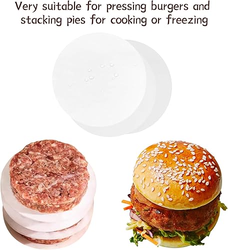 Miniatura 4 de 200 hojas de papel pergamino de 5.12 pulgadas, hojas de papel de hamburguesa, forros precortados antiadherentes para hornear pasteles, freidora de