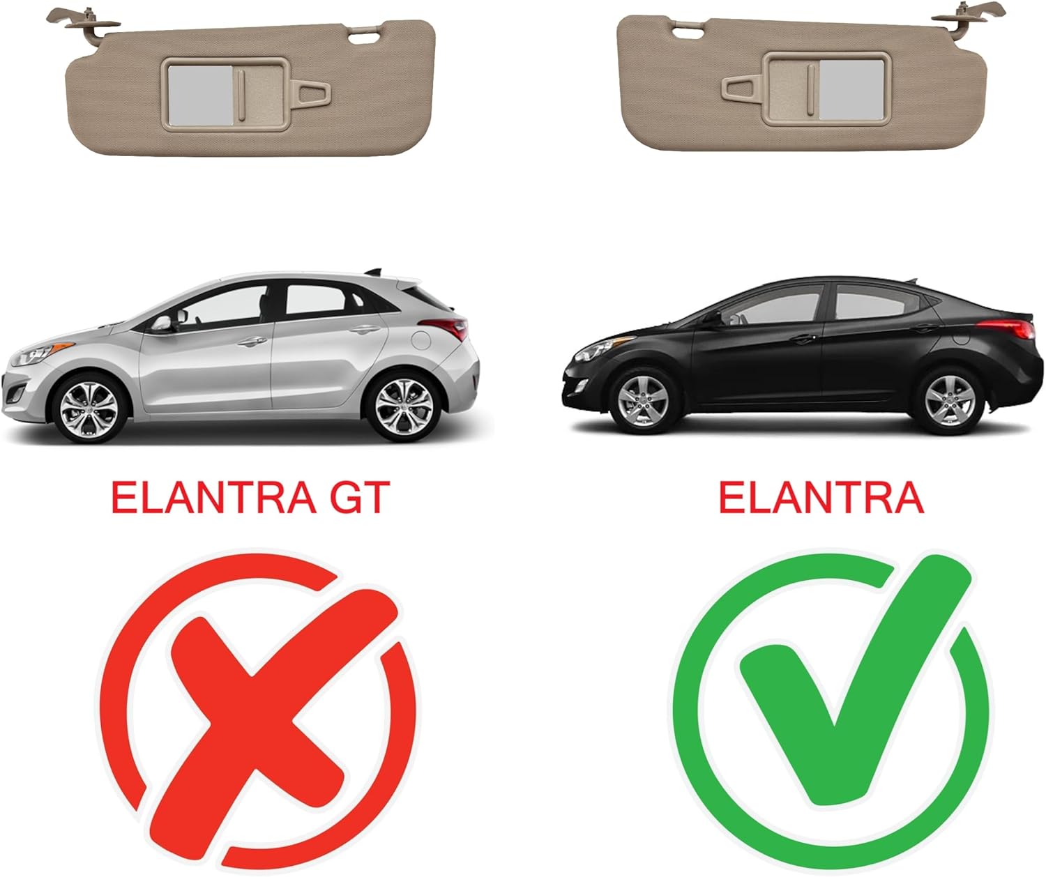 Sun Visor Fits for 2011-2015 Hyundai Elantra Beige Without Light OE Quality 2MPLASTIC (Pair)