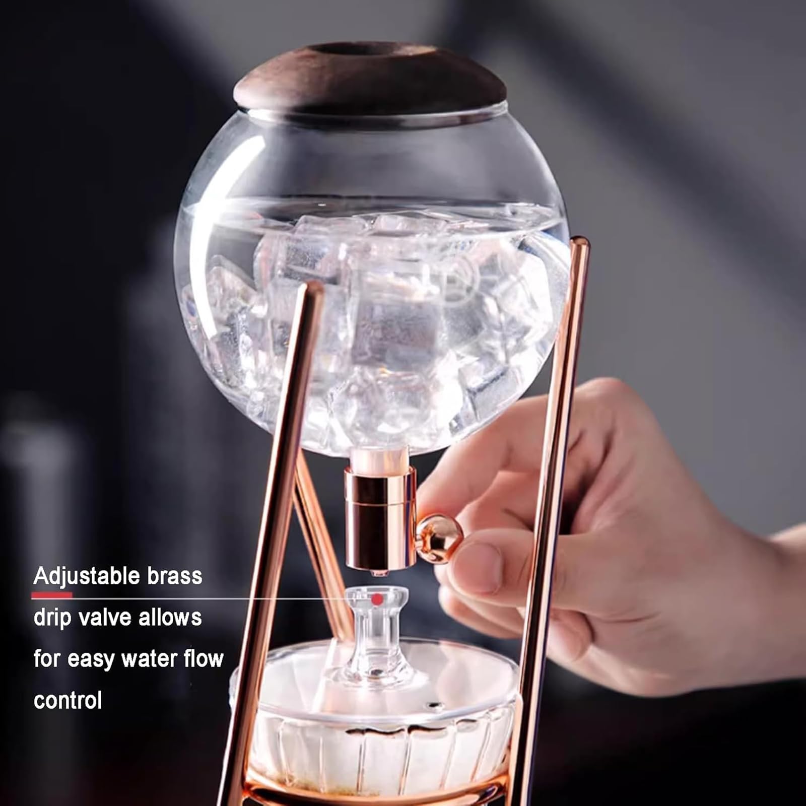 Cafetera Cold Brew, torre de goteo con tecnología de preparación lenta, olla de vidrio de borosilicato de 500 ml y marco de acero inoxidable para uso doméstico y oficina