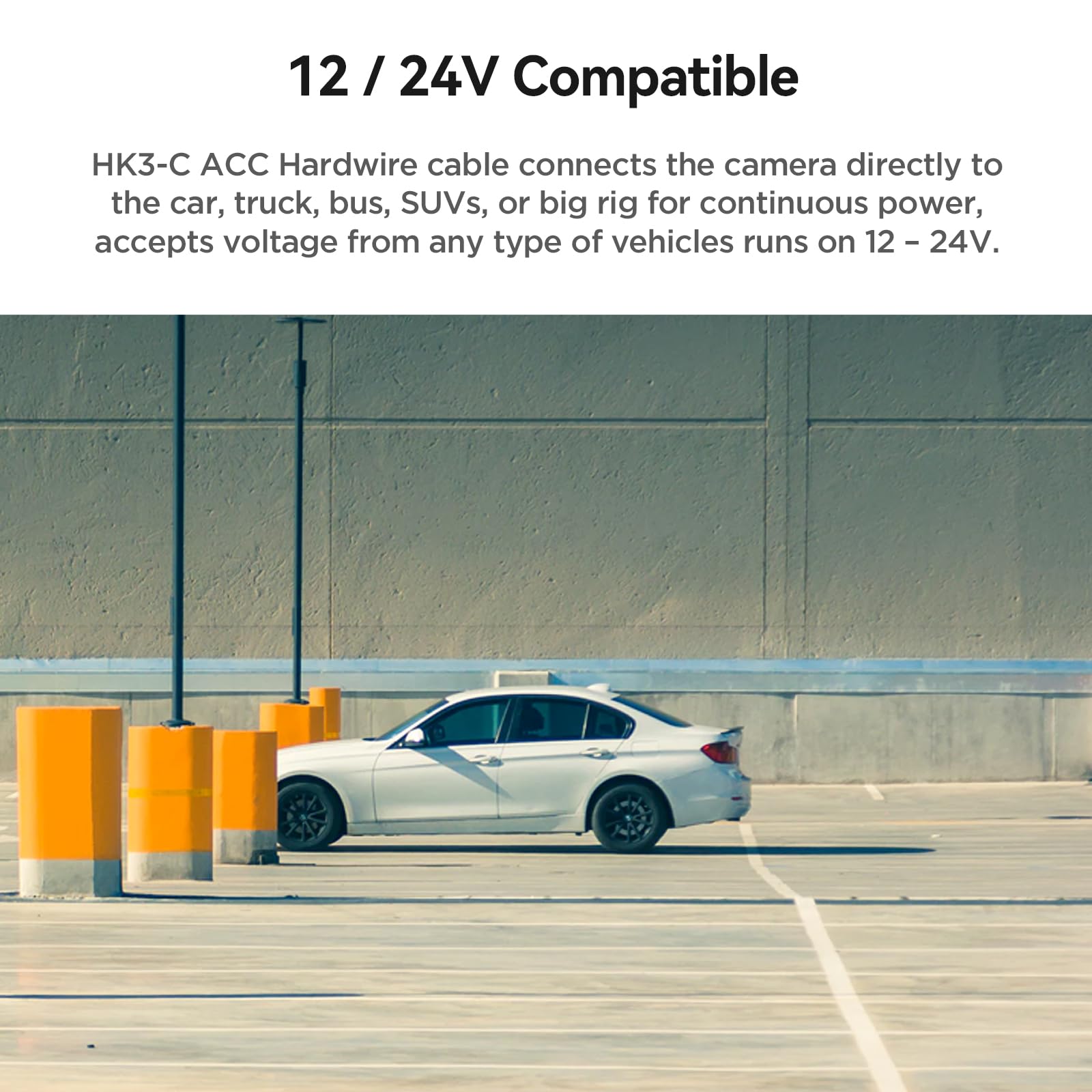 VIOFO HK3-C Acc Hardwire zestaw, 4 m, zestaw twardych przewodów USB-C do kamery samochodowej A139 / A139 Pro, ochrona przed niskim napięciem