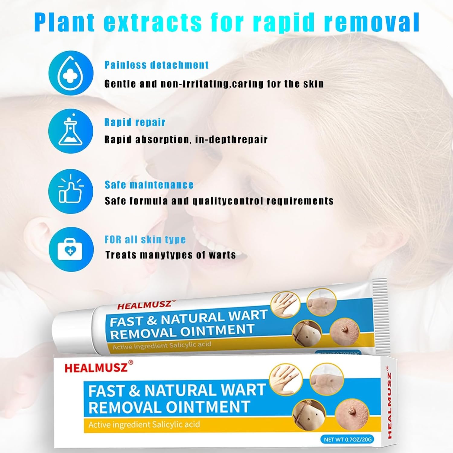 HEALMUSZ Wart Remover Cream, Fast Acting Gel Wart Remover Freeze Off Ointment for Warts, Plantar Warts, Common Warts, Flat Warts, Corns, Calluses- All Skin Type - Image 6