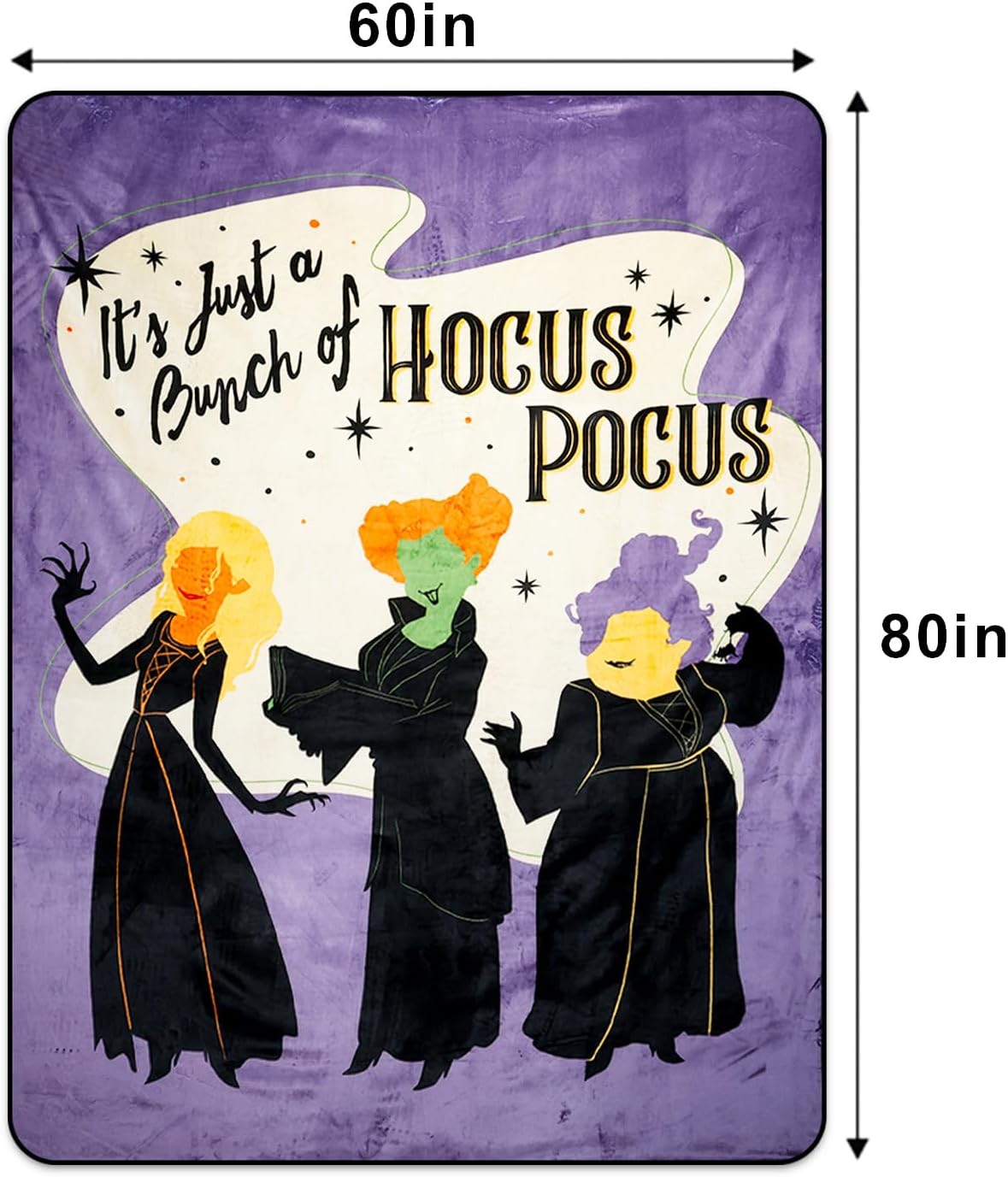 Disney Hocus Pocus Throw Blanket Set - Bundle Large Sanderson Sisters Kids & Teens Blanket for Bedroom Decor Plus More | Hocus Pocus Blanket Size 60" x 80"