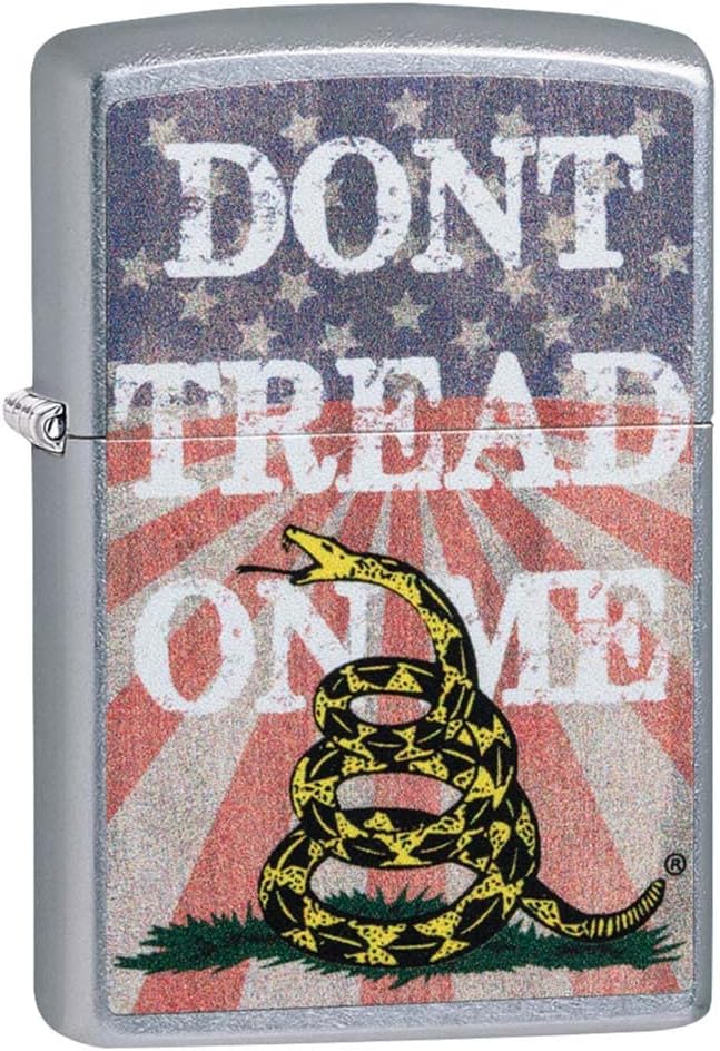 Zippo Lighter: Don't Tread on Me with 1776 Flag - Brushed Chrome 81212