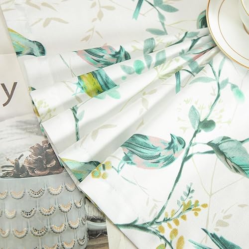 Miniatura 136 de VOGOL Cenefas con patrón de pájaros para ventanas de cocina, cenefa texturizada de lino con estampado floral y pájaros para ventanas pequeñas