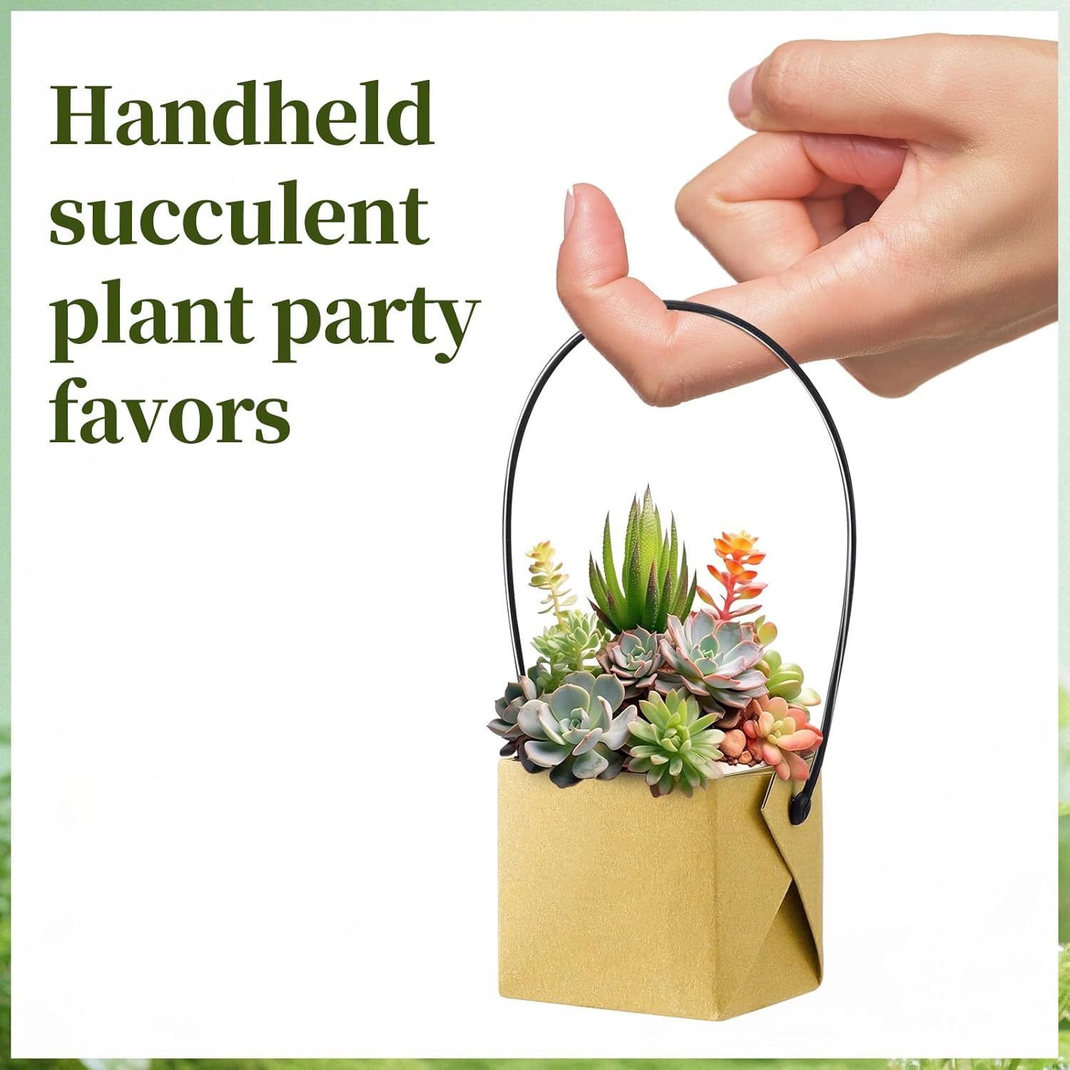 WXYWLIFB 50PCS Succulents Wraps,Succulent Gift Bags with Handles,Mini Kraft Paper Succulent Gift Box Basket for Wedding,Baby Shower,Succulent Plants Party Favors for Guests(Fits 2 Inch Pots) - Image 5