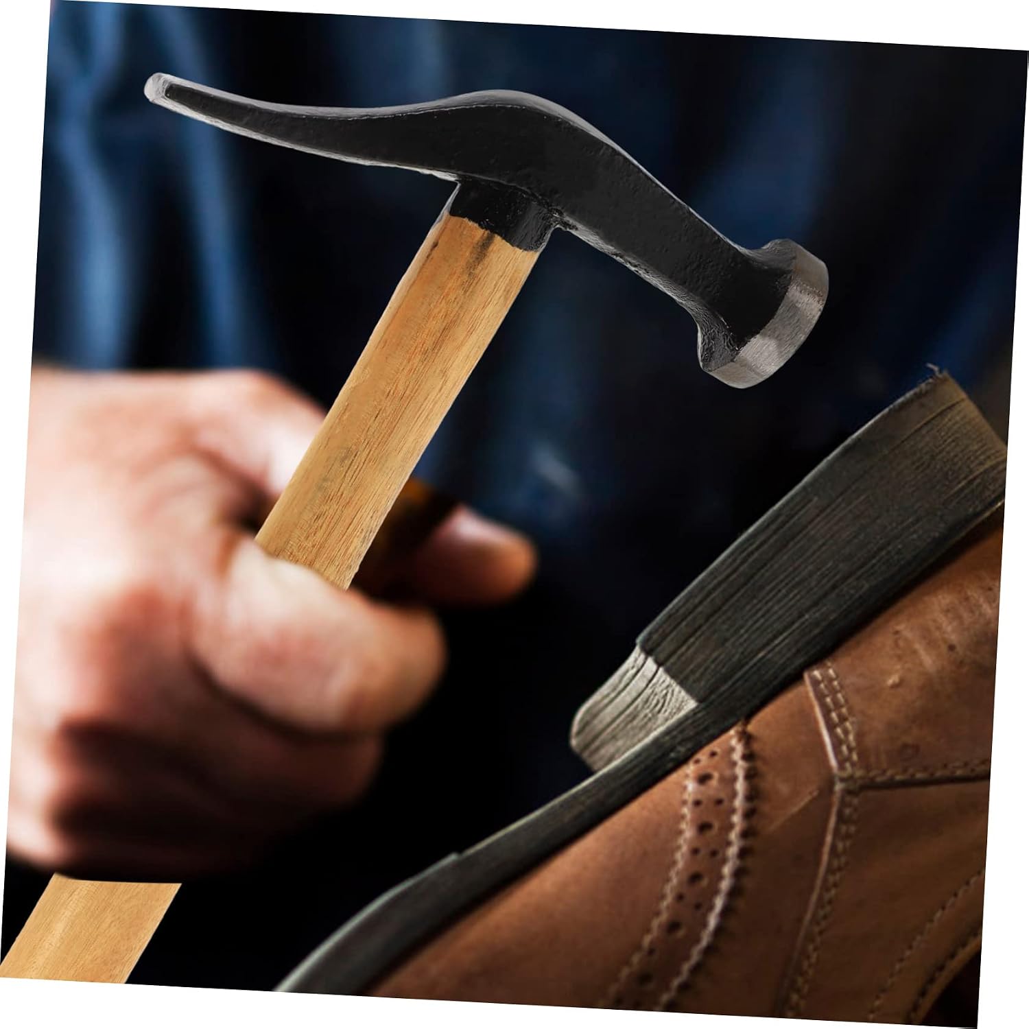 ORFOFE Shoe Repairing Hammer Wooden Handle Hammer for Leather Craft Rustproof Portable