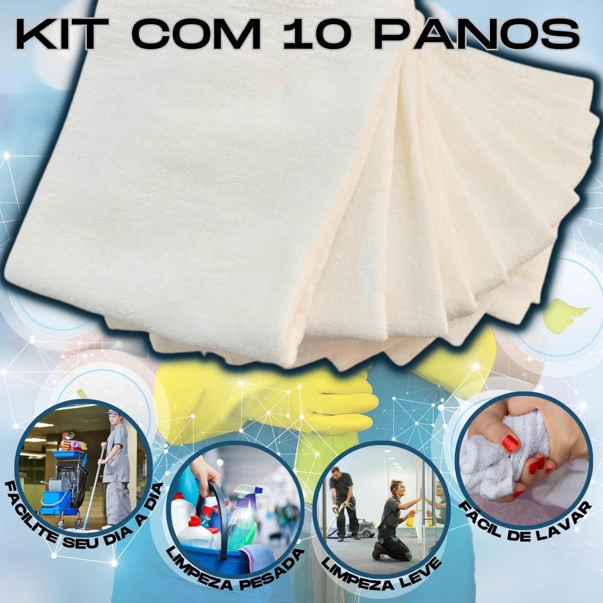 Pano de Chão Grande Grosso Saco 45x70 Kit com 10