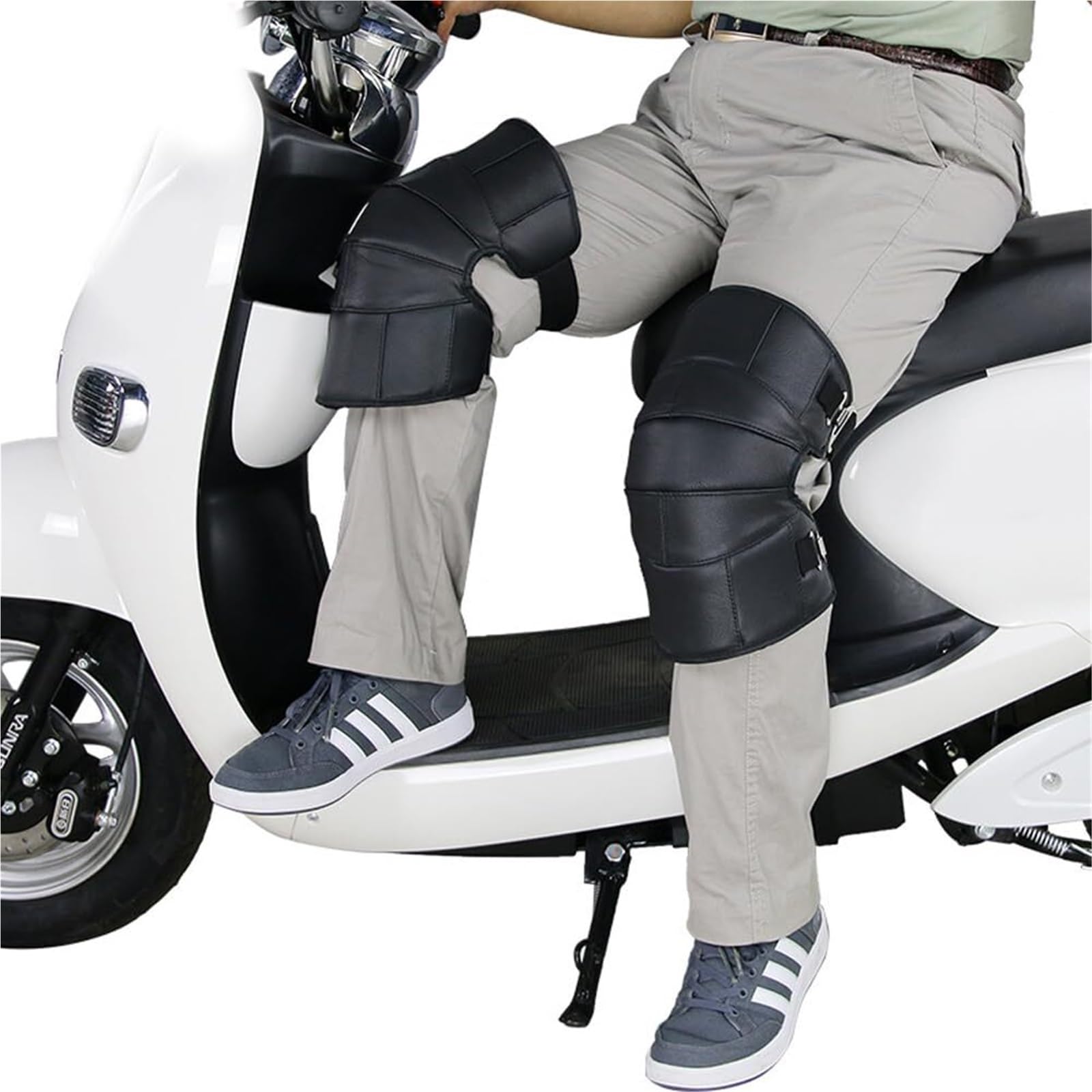 Ginocchiera Calde Ginocchiere for Moto Fodera in Peluche Antivento for Ciclismo for Sport all'Aria Aperta Supporto Ginocchio(Black-b)