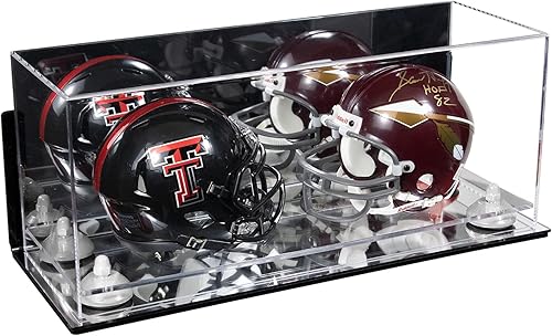 Miniatura 20 de Better Display Cases Acrílico 2 Mini casco de fútbol (no tamaño completo) vitrina con base de césped transparente (V46/A019)