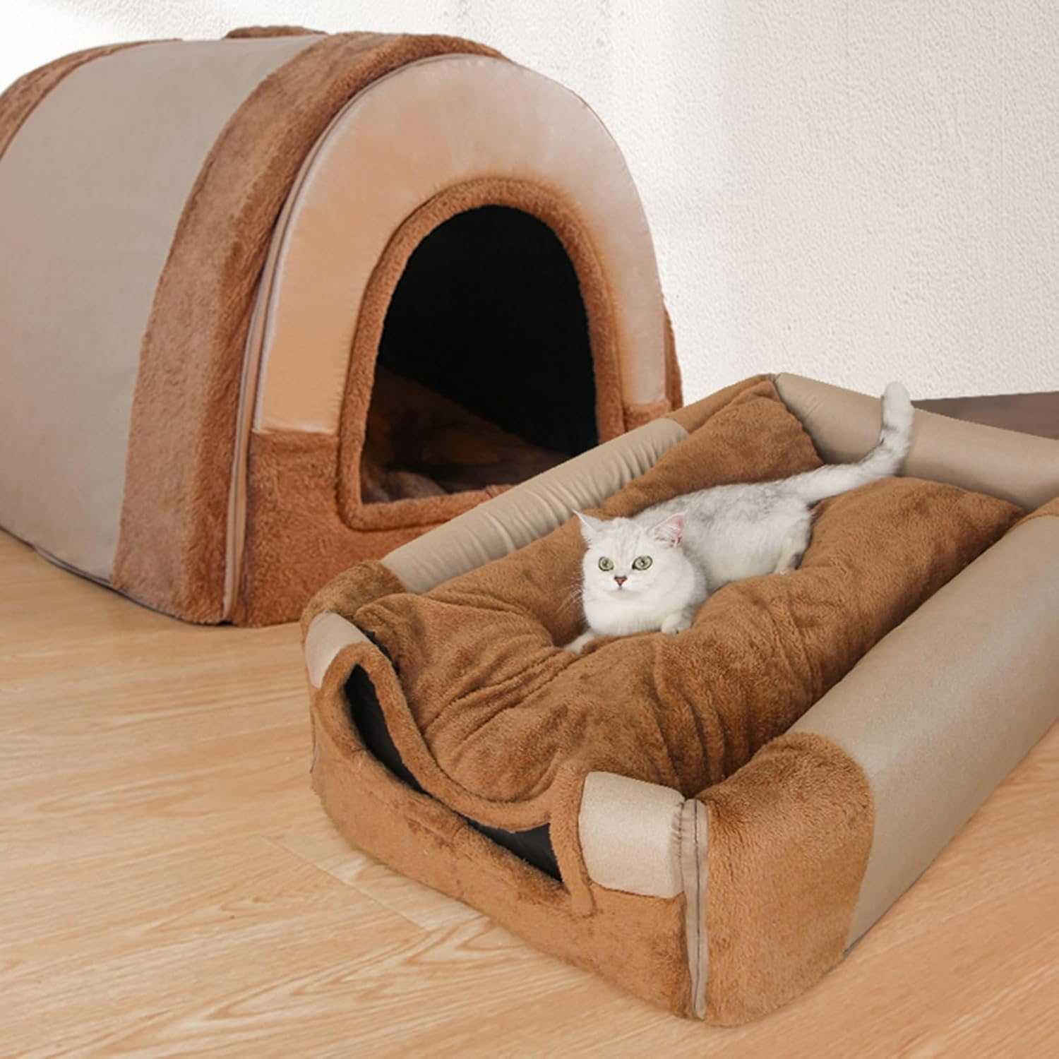 ROYUMI Self Heating Cat House Chew Resistant, Soft Liner Pet Heated Bed/Shelter, Large Insulated Dog Heating Igloo, Snug Cushioned Pillow (Size : Size XL)