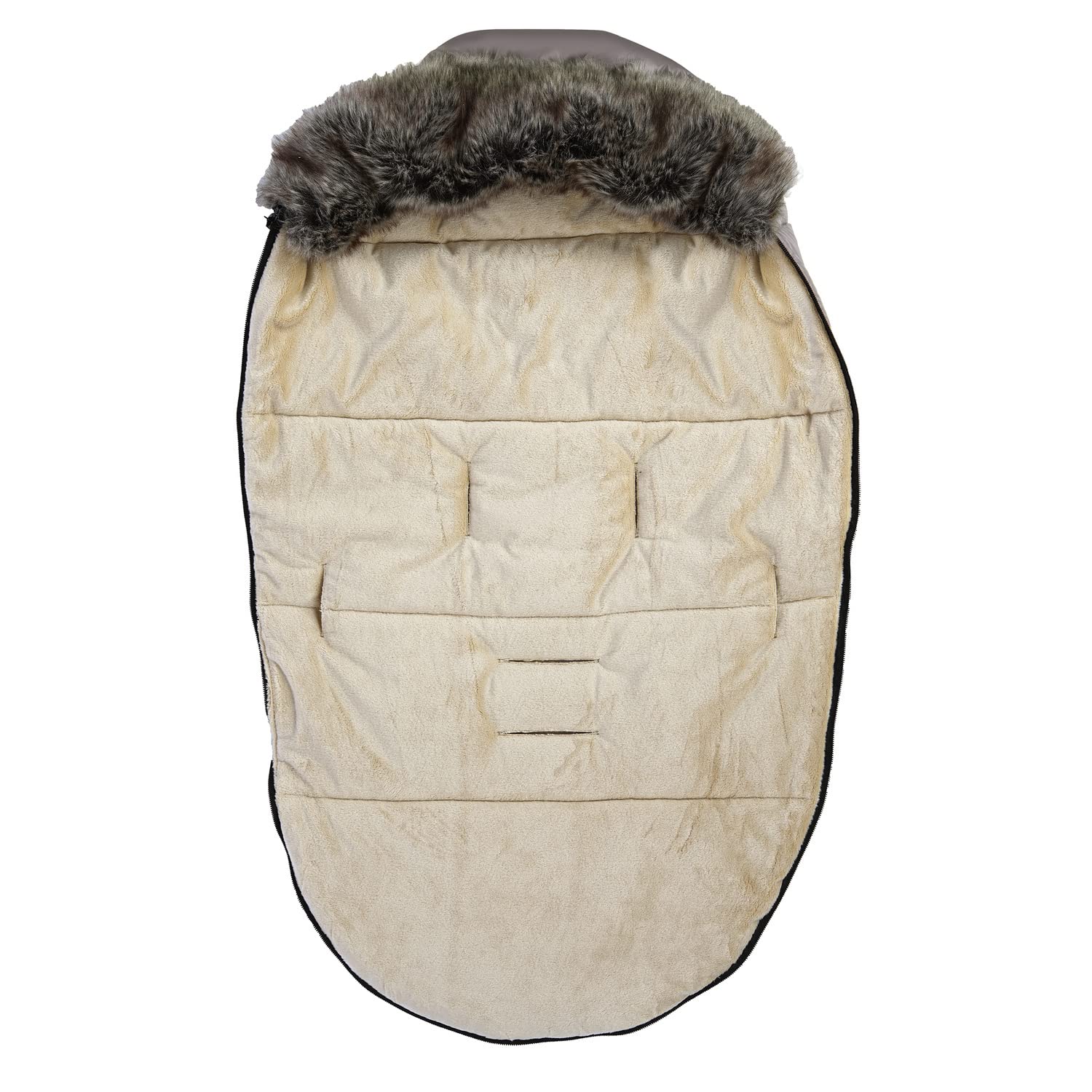 my junior® Lunar Fußsack | kuscheliger Fleece-Innenstoff | inkl. Gurtschlitze für Kinderwagen und Buggy mit 5-Punkt-Gurtsystem - Chai Latte