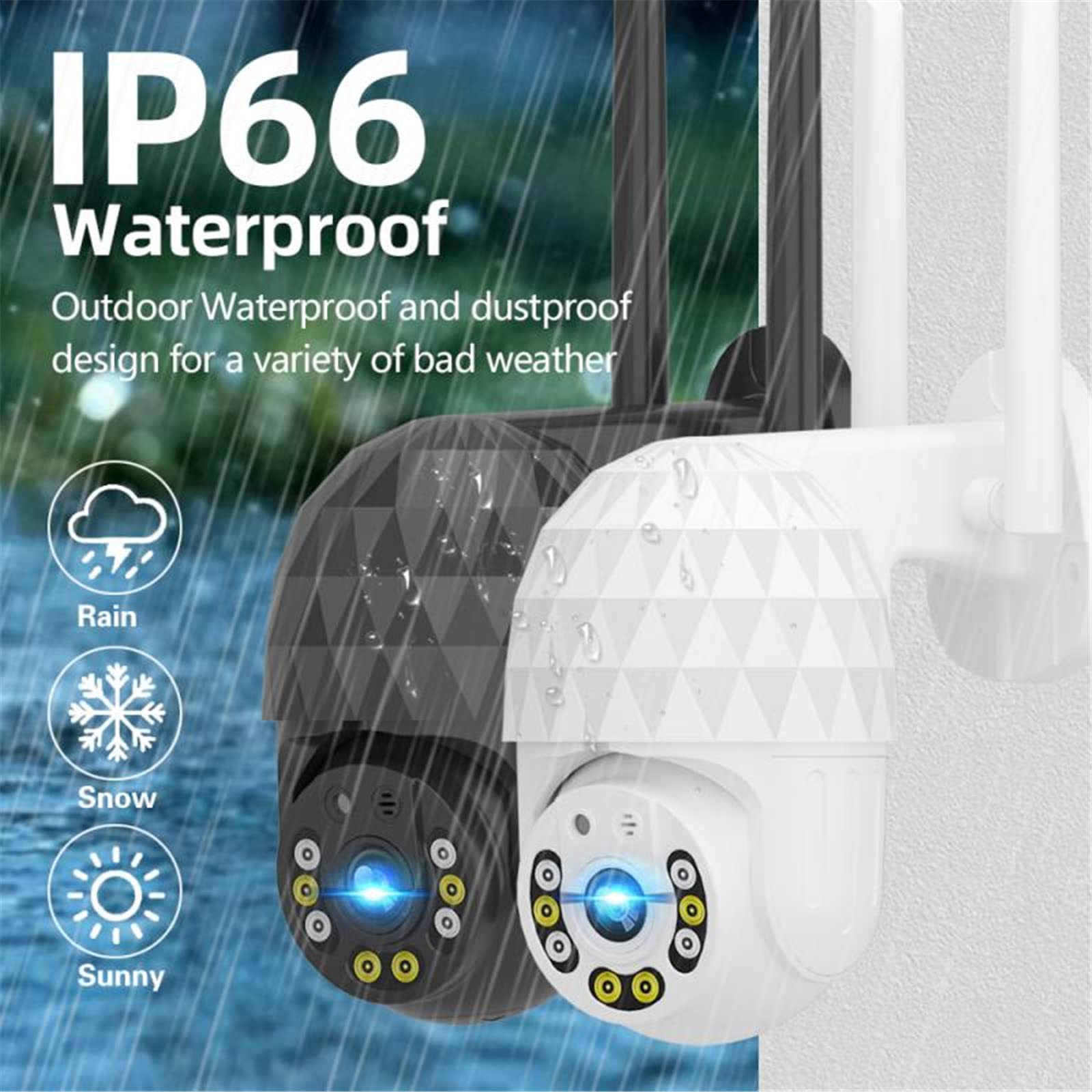 Caméra de sécurité Outdoor, 8 LED IP Caméra IP 2MP WIFI Vidéo Surveillance Vidéo Caméra de sécurité Vidéo Outdoor CCTV sans fil 1080p Détection de mouvement P2P