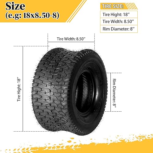 Vista 65 de Juego de 2 neumáticos de 4 capas de 15 x 6.00-6 para cortacésped y jardín, tractor, césped, sin cámara, carga máxima de 570 libras