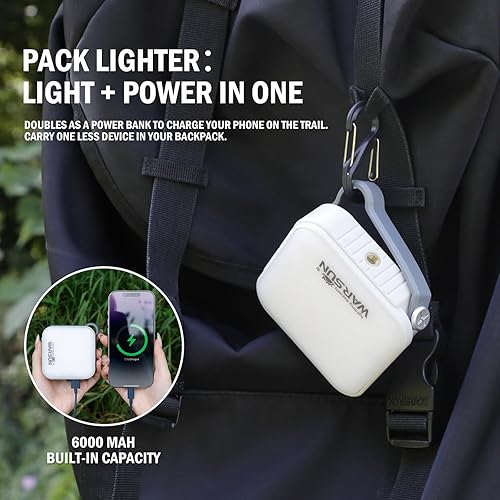 Miniatura 3 de WARSUN Linterna de camping recargable de 1000 lúmenes, luz LED portátil de 6000 mAh con carga solar, 4 temperaturas de color, 3 niveles de brillo,